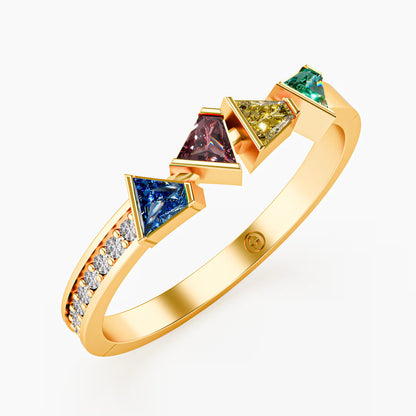 Four-Stone Trillion Cascade Ring