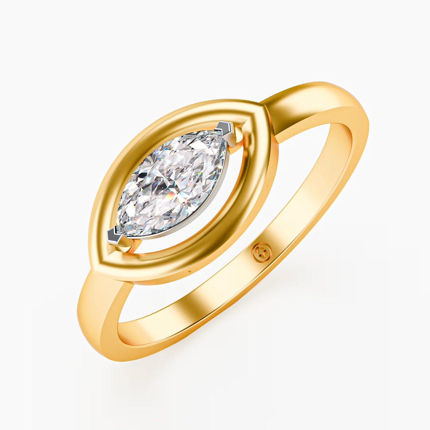 Marquise Eye-Halo Solitaire Ring