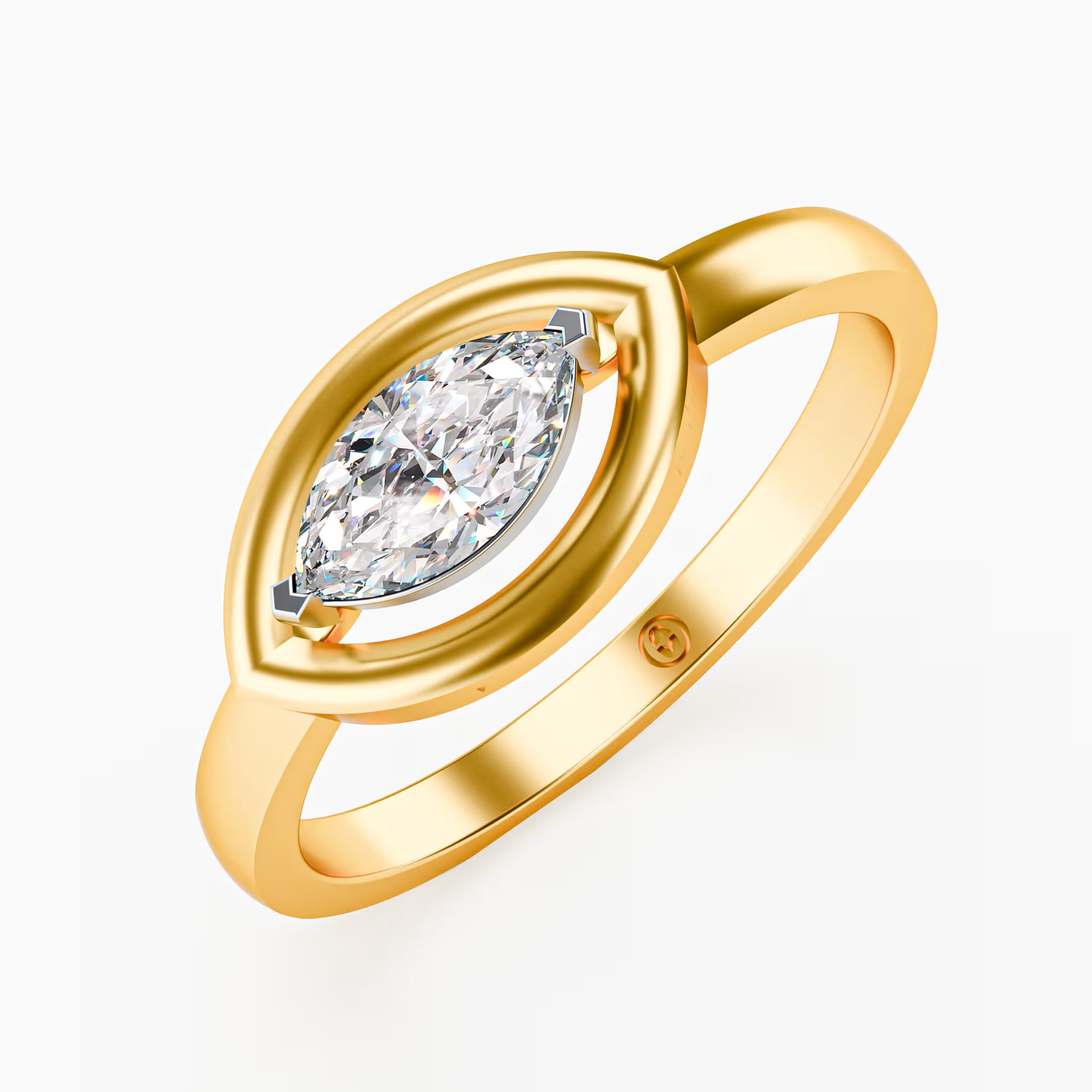 Marquise Eye-Halo Solitaire Ring