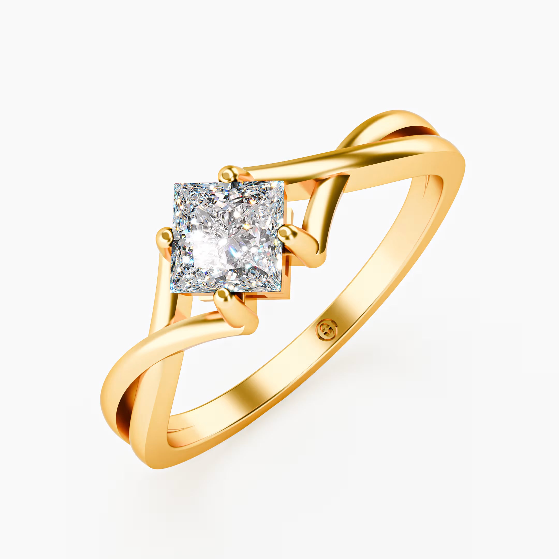 Princess Cut Twist Crossover Ring