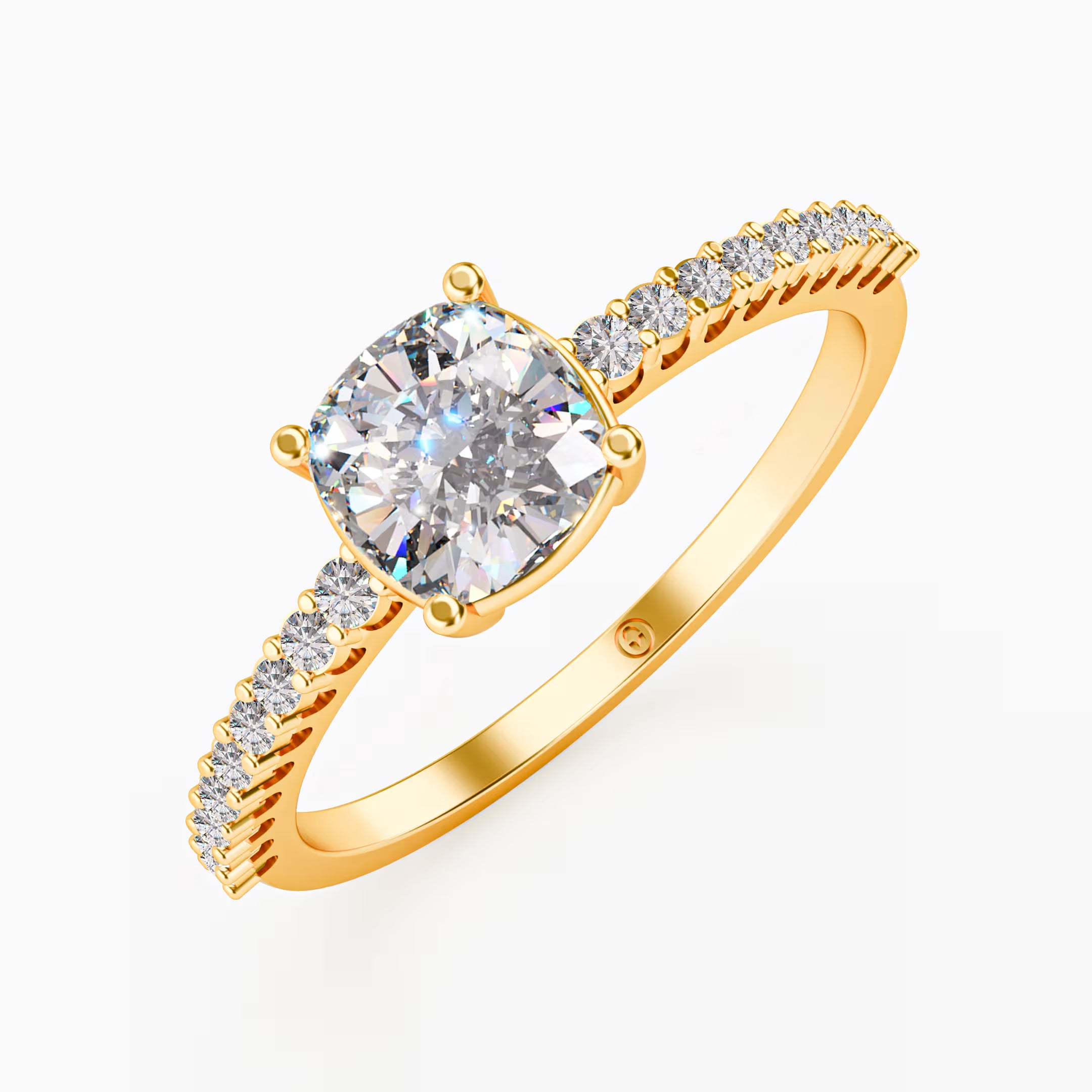 Cushion Cut Diamond Pavé band Ring