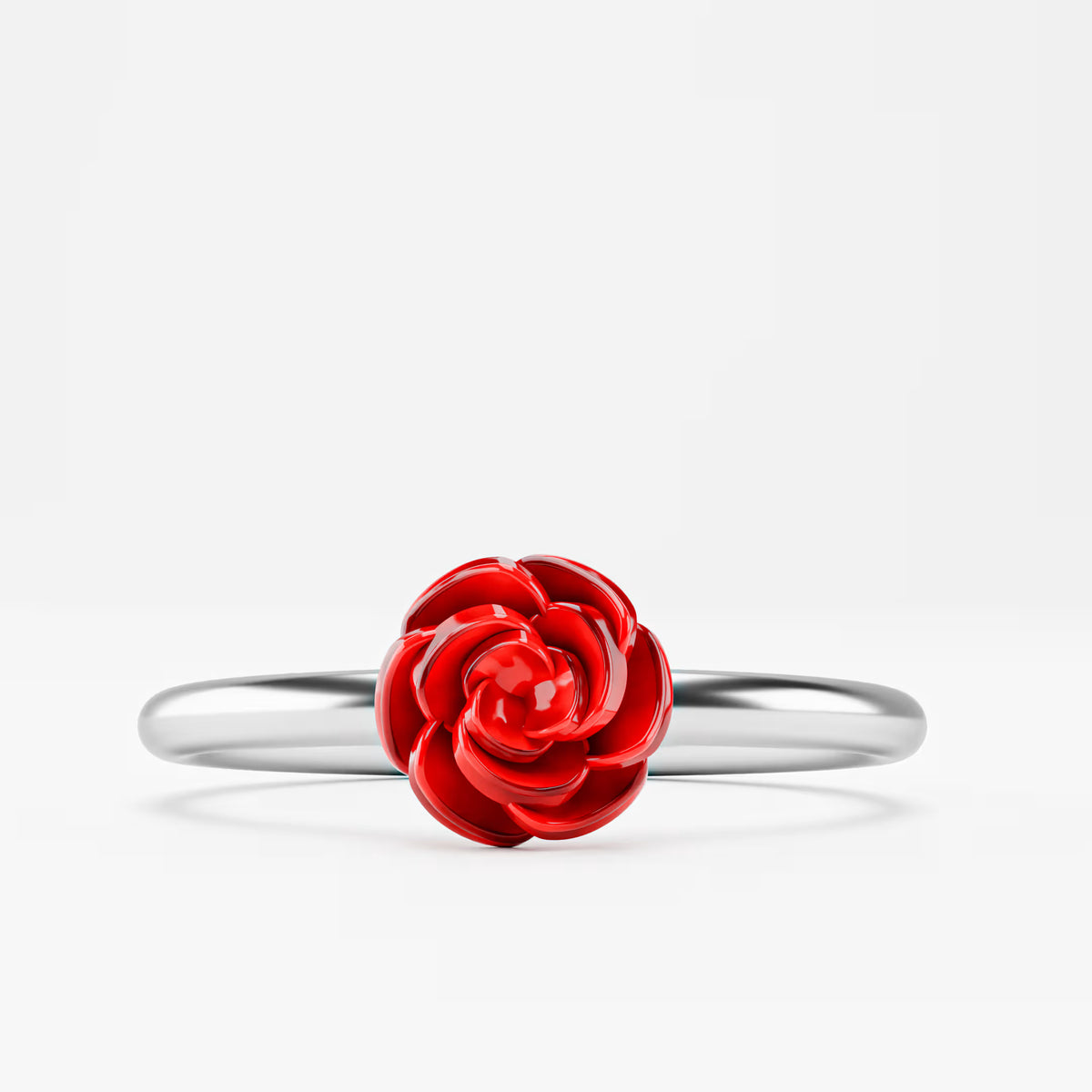 Red Enamel Rose Ring