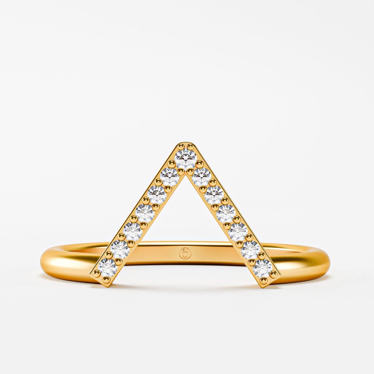 14K Solid Gold Diamond Chevron Ring | Geometric V-Shape Pavé Diamond Band | Stackable Wedding Ring | Anniversary Gift for Her | Minimalist Fine Jewelry