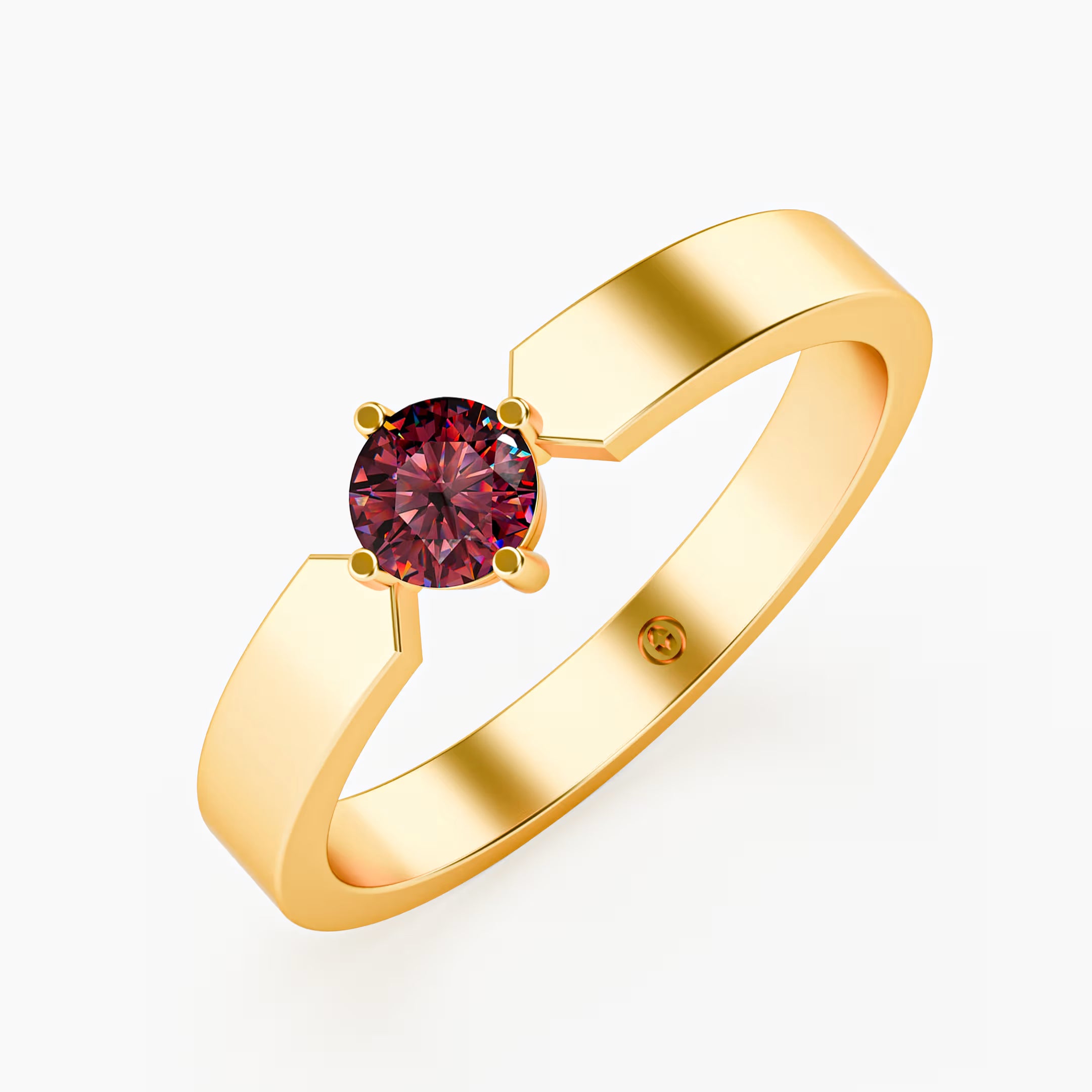 Geometric Notch Solitaire Ring