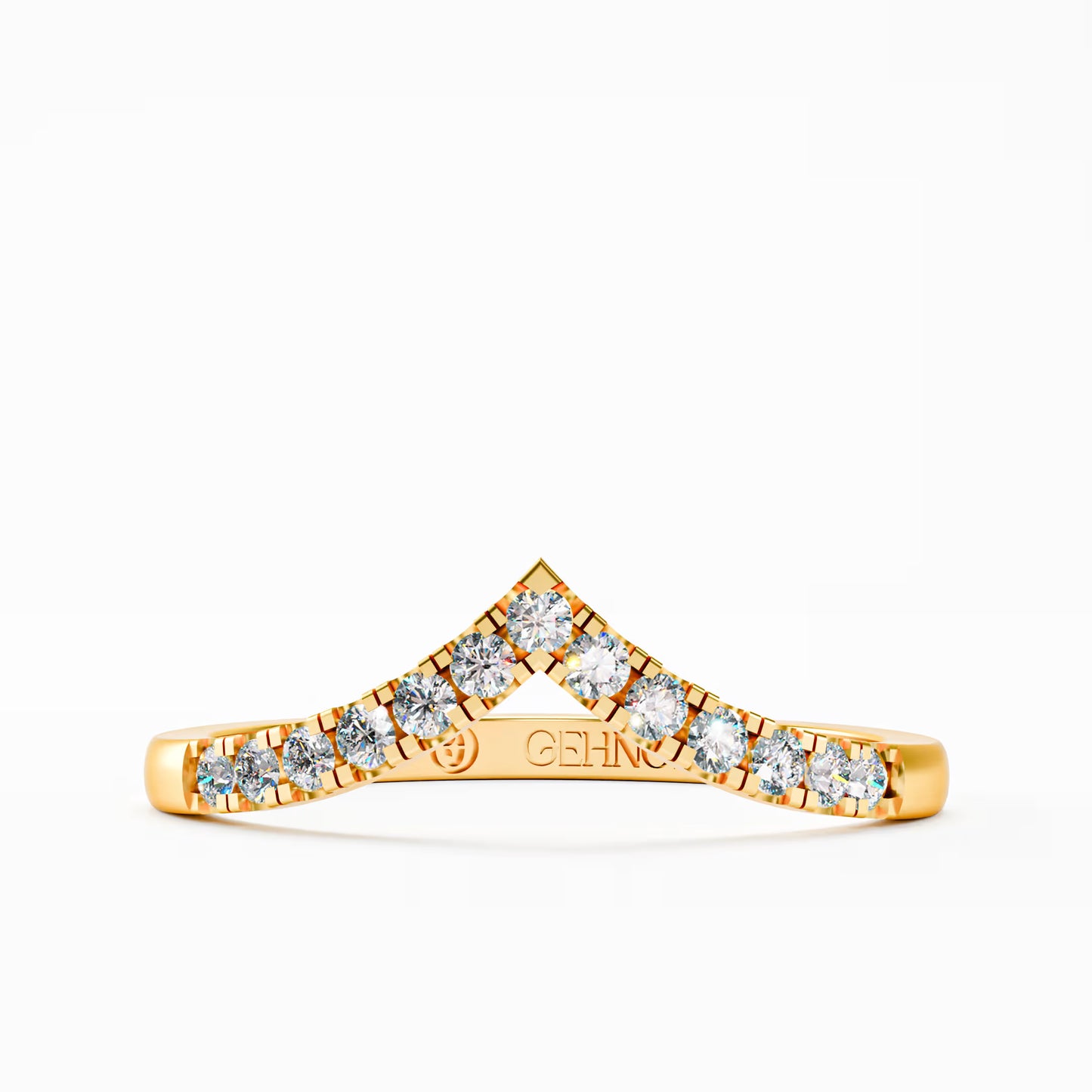 The Chevron Band - Gold Diamond V-Shape Stackable Ring by Gehnok