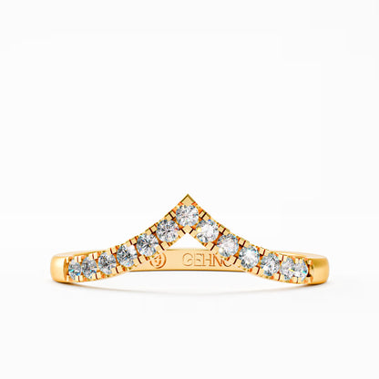 The Chevron Band - Gold Diamond V-Shape Stackable Ring by Gehnok