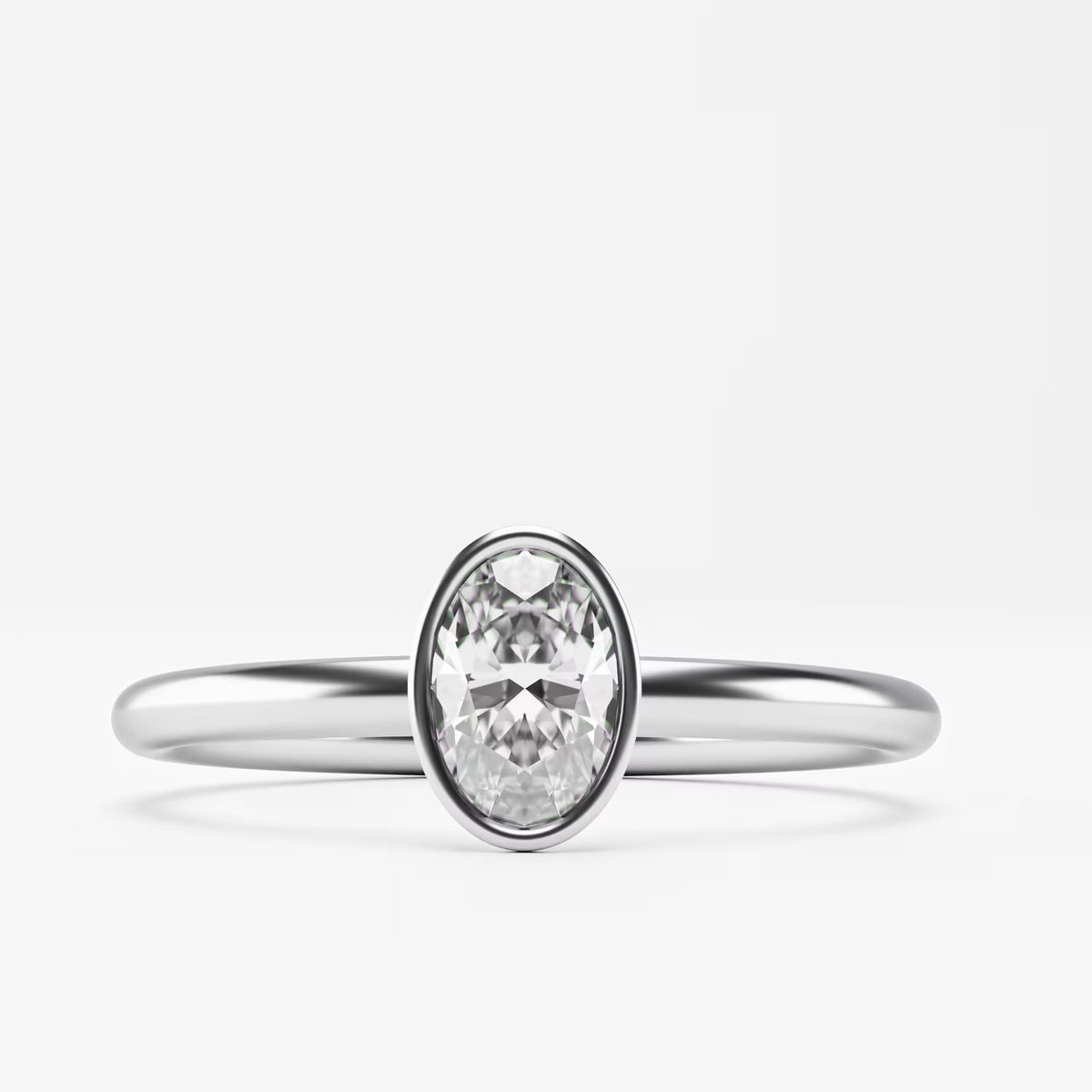 Oval Full Bezel Solitaire Ring