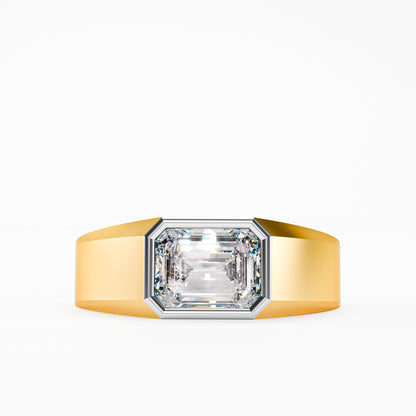 The Executive Two-Tone Gold Men's East-West Emerald Cut Diamond Ring