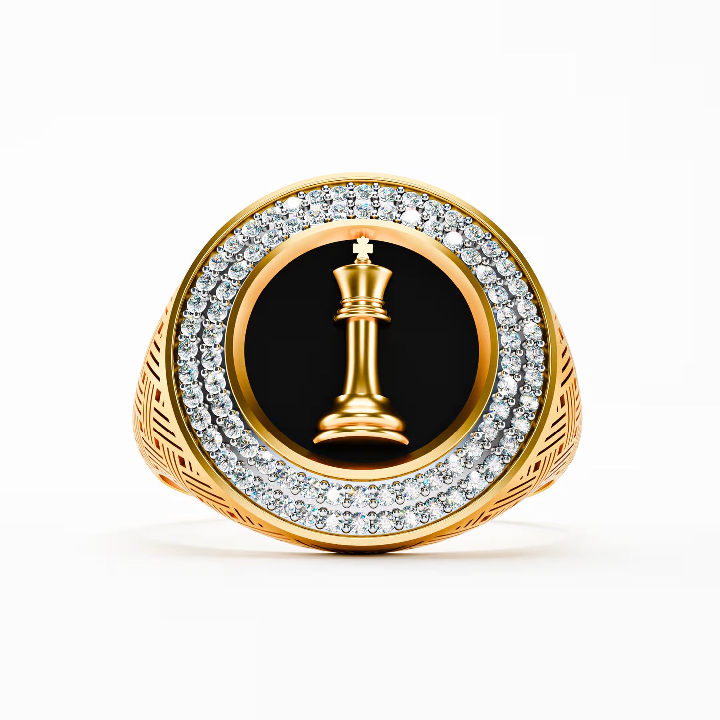The King - Chess King Diamond Signet | onyx Ring by Gehnok