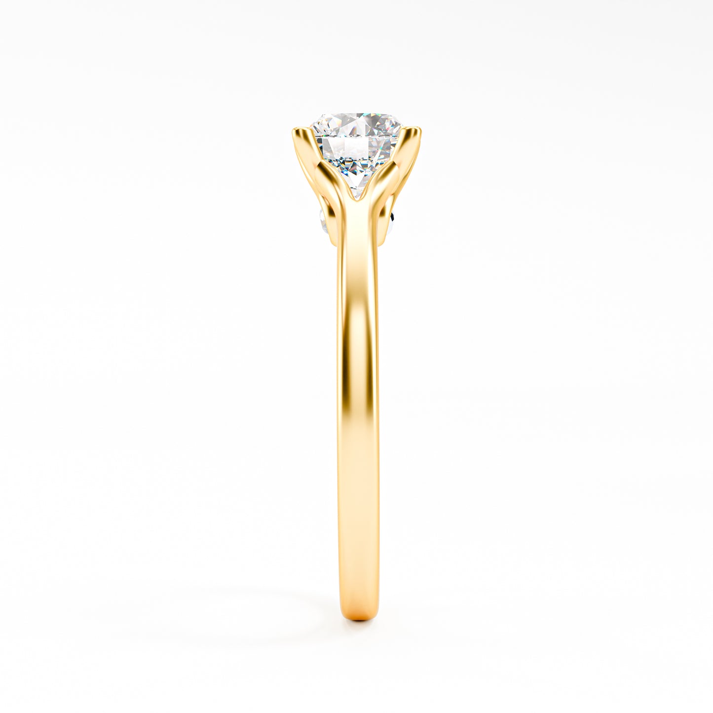 14K Solid Gold Classic Solitaire Diamond Engagement Ring | Round Brilliant Diamond | Cathedral 4-Prong Setting | Timeless Proposal Ring for Her | Fine Jewelry Gift