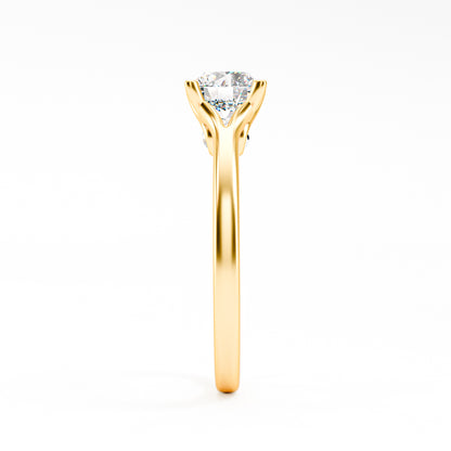 14K Solid Gold Classic Solitaire Diamond Engagement Ring | Round Brilliant Diamond | Cathedral 4-Prong Setting | Timeless Proposal Ring for Her | Fine Jewelry Gift