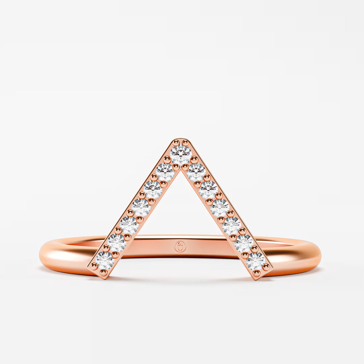 Geometric Pavé Chevron Band - Gold Diamond Triangle Ring