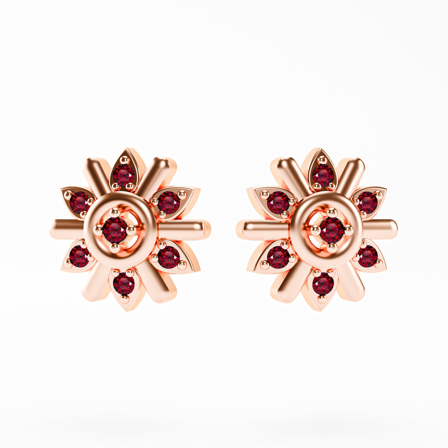 The Compass Star - Ruby Sunburst Stud Earrings by Gehnok
