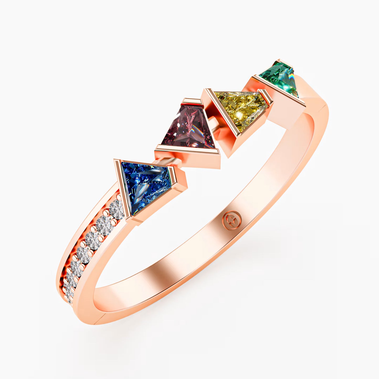 Four-Stone Trillion Cascade Ring