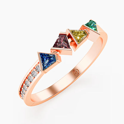 Four-Stone Trillion Cascade Ring
