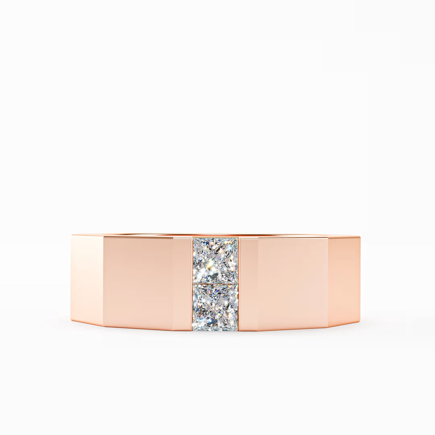 The Facet - Men's Faceted Princess Cut Diamond Duo Ring