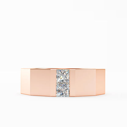 The Facet - Men's Faceted Princess Cut Diamond Duo Ring