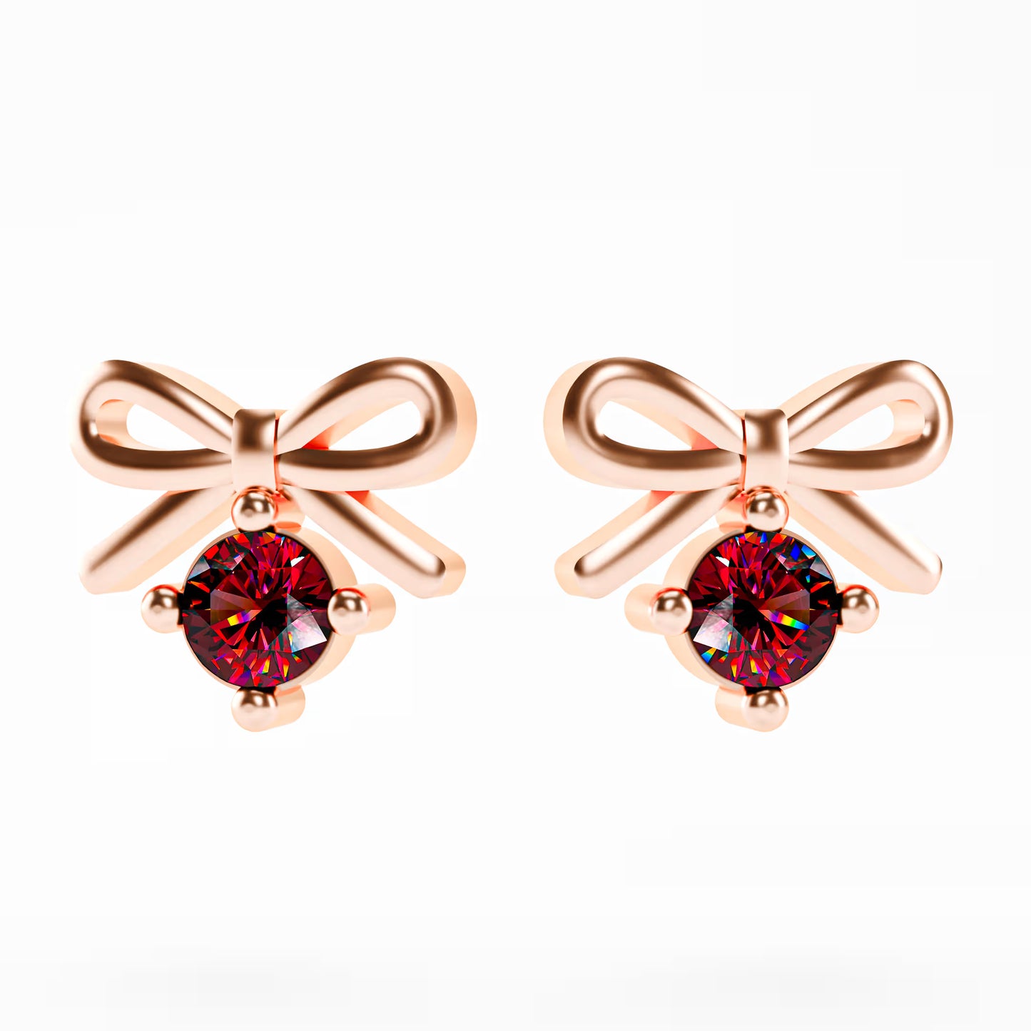 The Little Bow -  Ruby Bow Stud Earrings