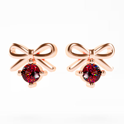The Little Bow -  Ruby Bow Stud Earrings
