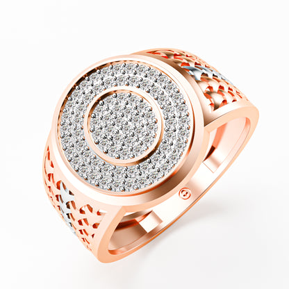 The Woven Dome - Tri-Color Gold Diamond Cluster Ring