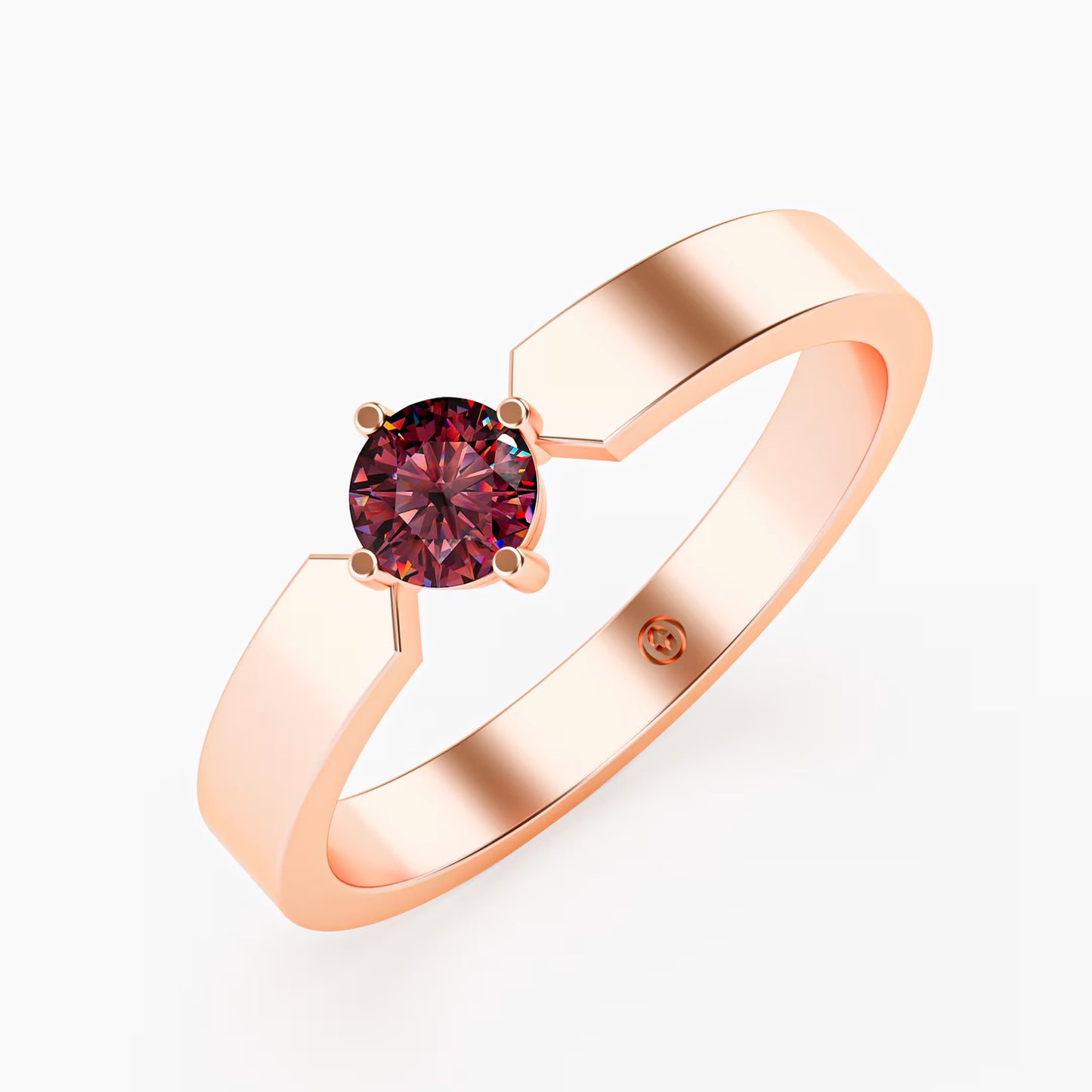 Geometric Notch Solitaire Ring