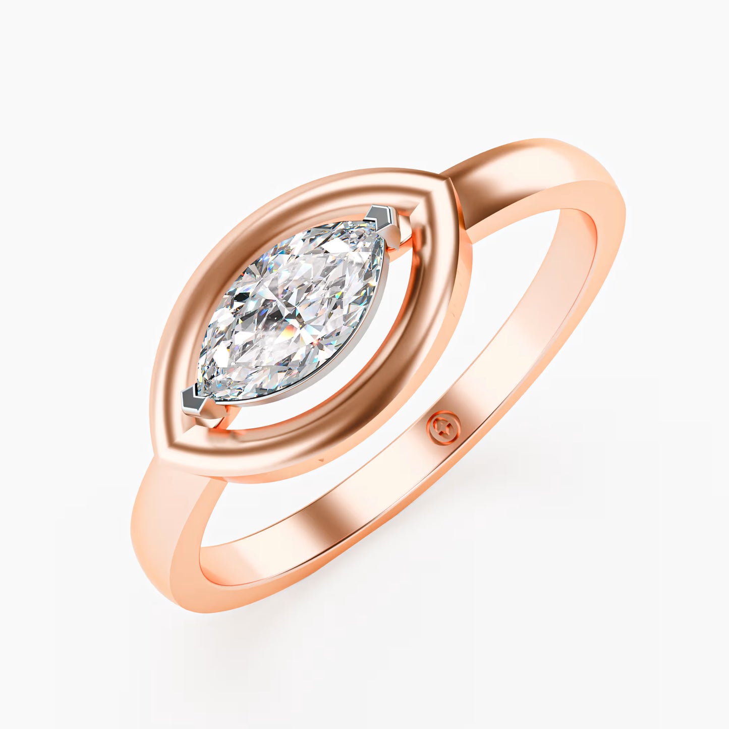 Marquise Eye-Halo Solitaire Ring