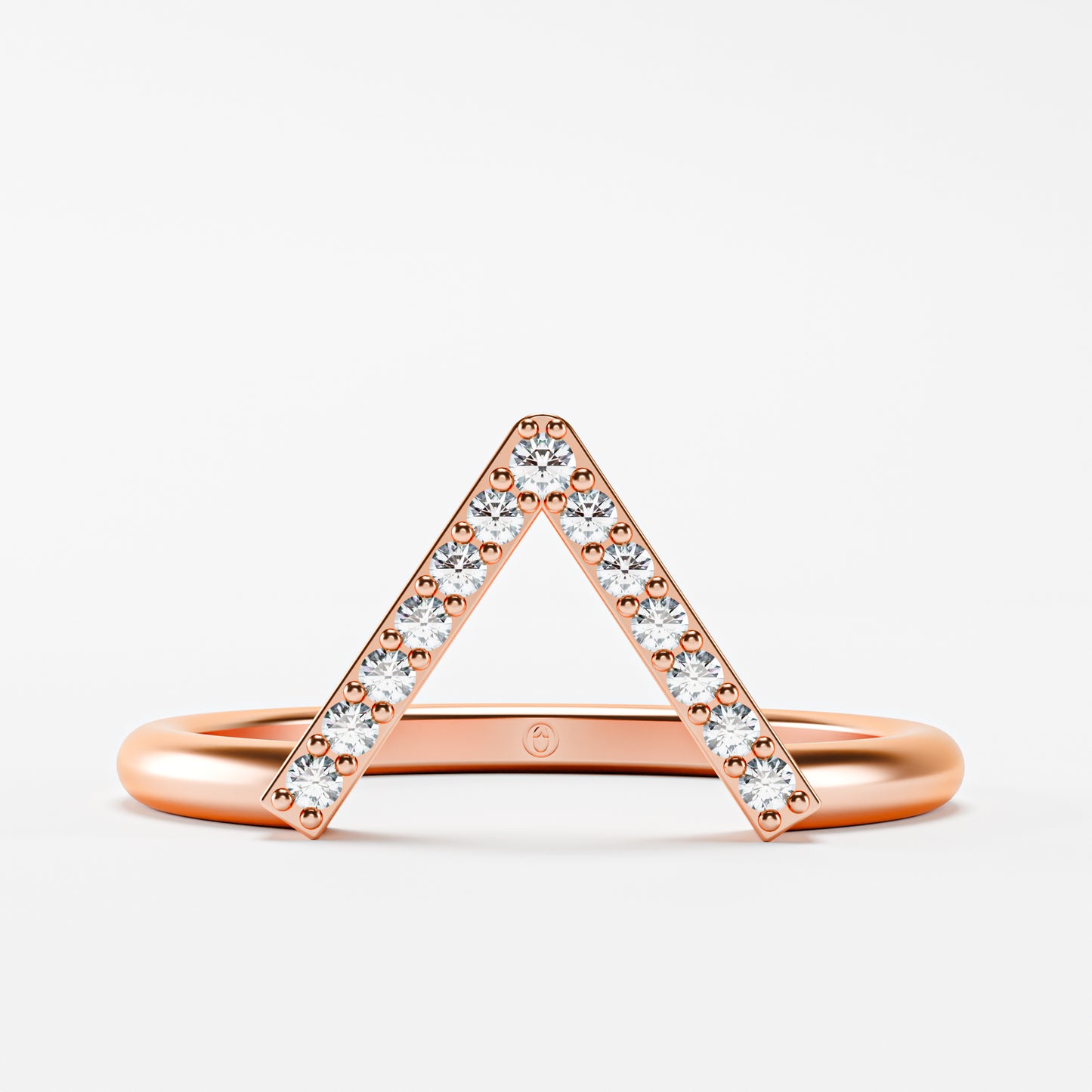 Geometric Pavé Chevron Band - Gold Diamond Triangle Ring