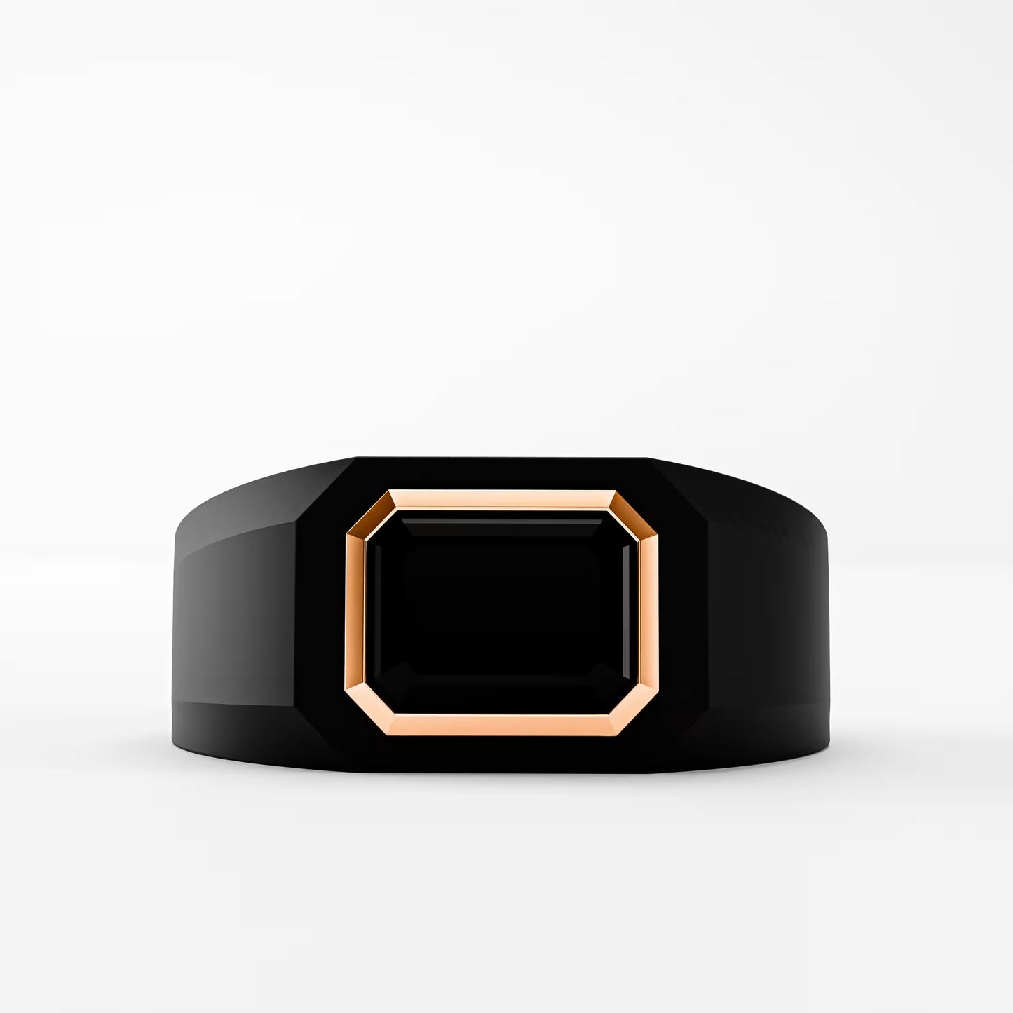 The Onyx Signet - Black Diamond Gold Bezel Ring
