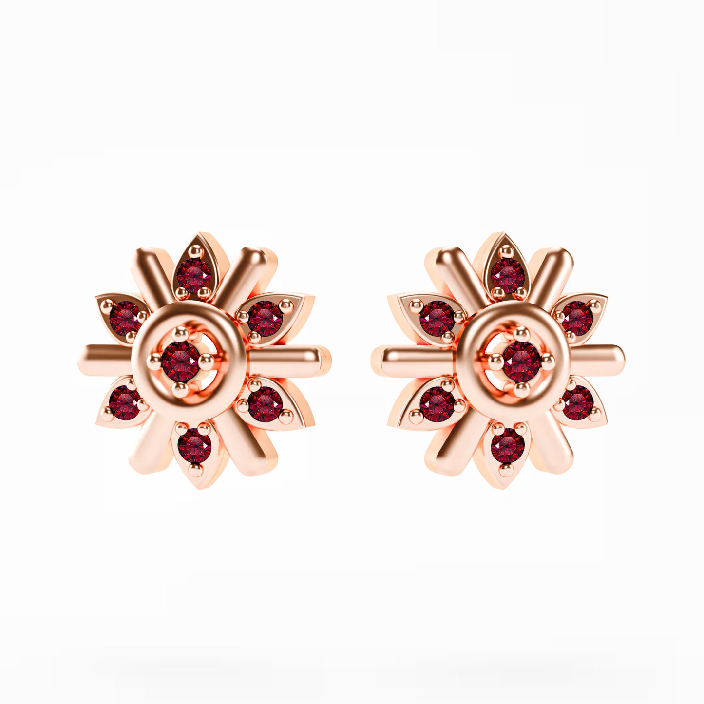 The Compass Star - Ruby Sunburst Stud Earrings by Gehnok