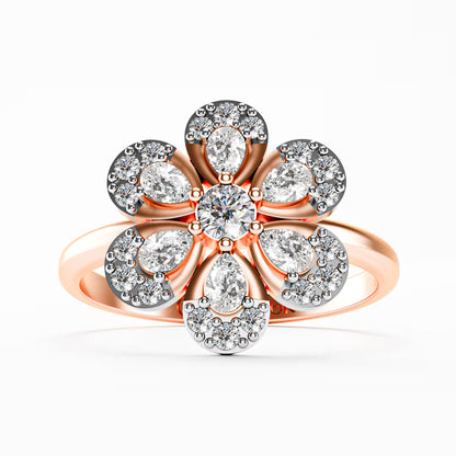 The Blossom - Two-Tone Gold Floral Diamond Cluster Ring by Gehnok
