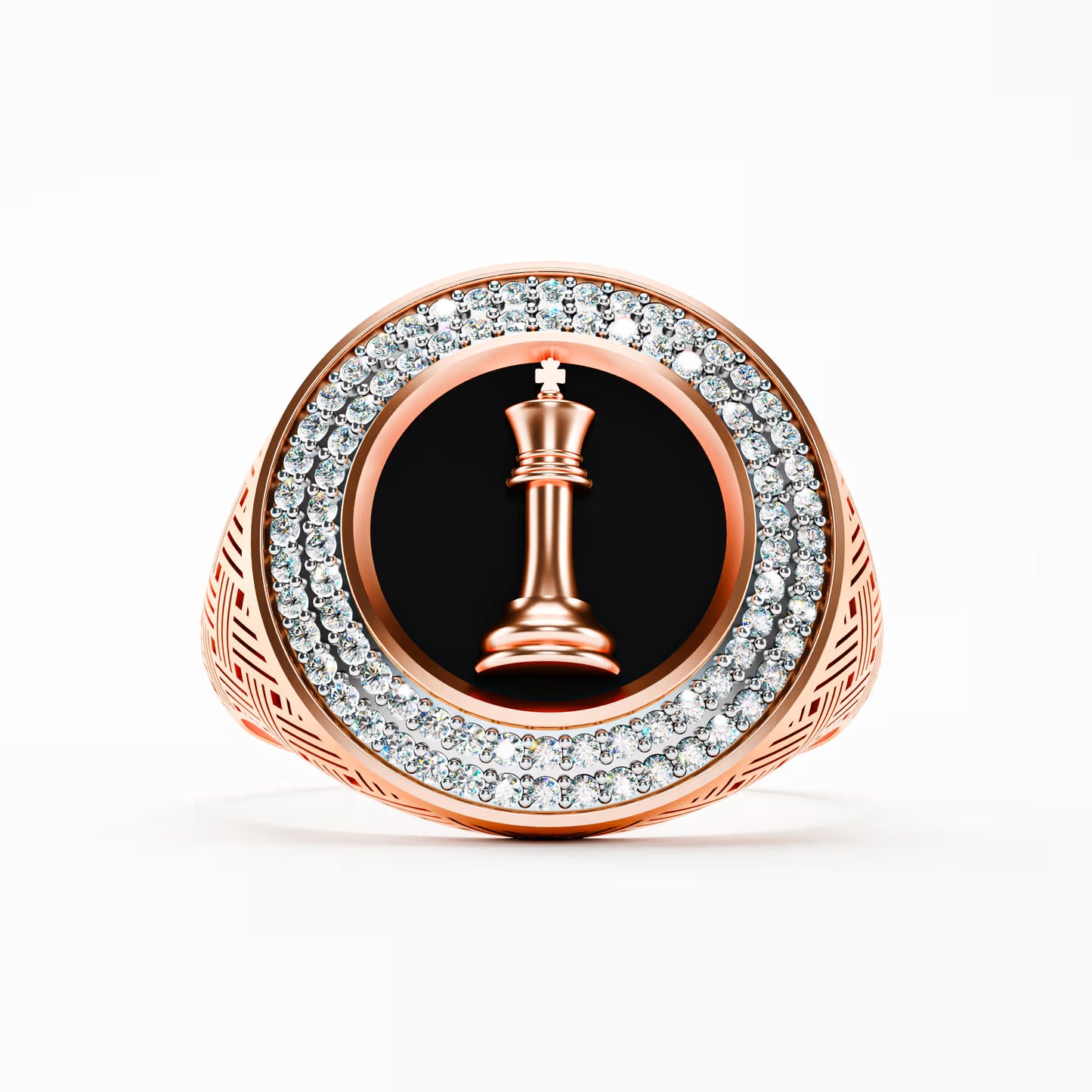 The King - Chess King Diamond Signet | onyx Ring by Gehnok
