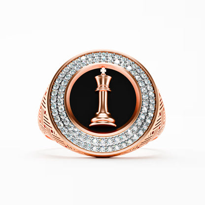 The King - Chess King Diamond Signet | onyx Ring by Gehnok