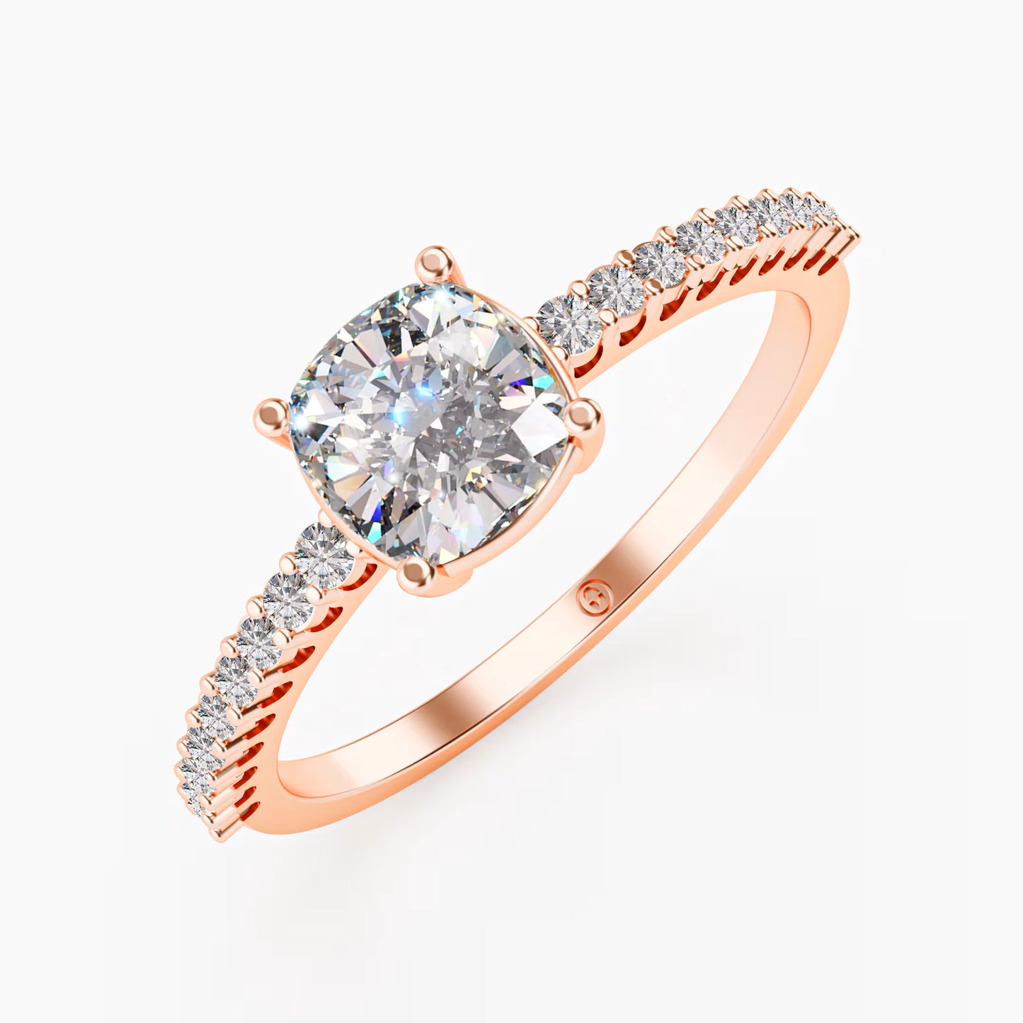 Cushion Cut Diamond Pavé band Ring