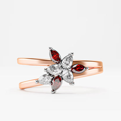 Ruby & Diamond Floating Star Cluster Ring