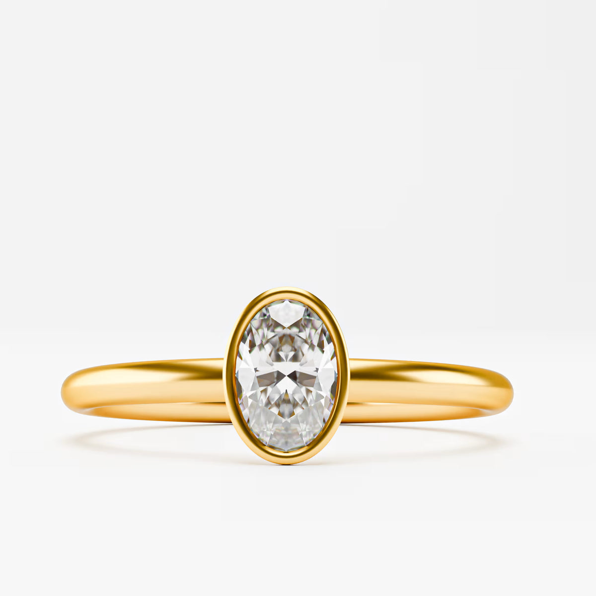 Oval Full Bezel Solitaire Ring