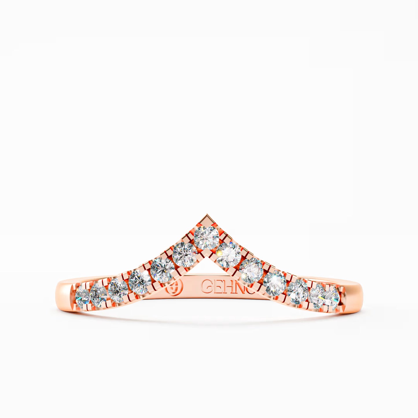 The Chevron Band - Gold Diamond V-Shape Stackable Ring by Gehnok