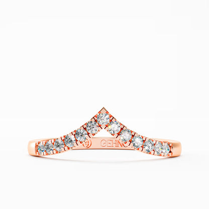 The Chevron Band - Gold Diamond V-Shape Stackable Ring by Gehnok