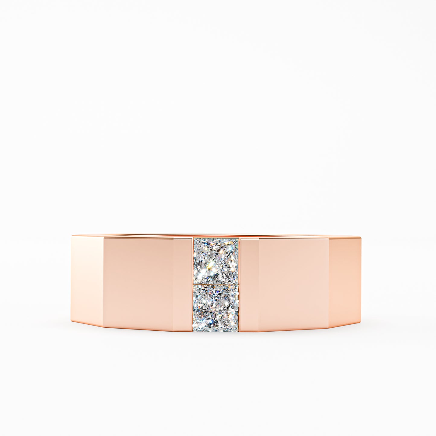 The Facet - Men's Faceted Princess Cut Diamond Duo Ring