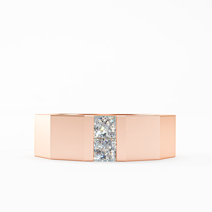 The Facet - Men's Faceted Princess Cut Diamond Duo Ring