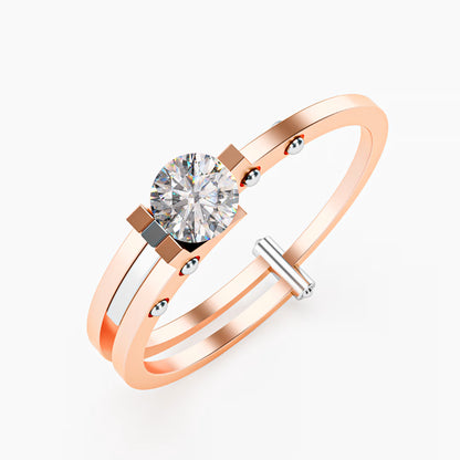 Double Rail Open-Shank Solitaire Ring