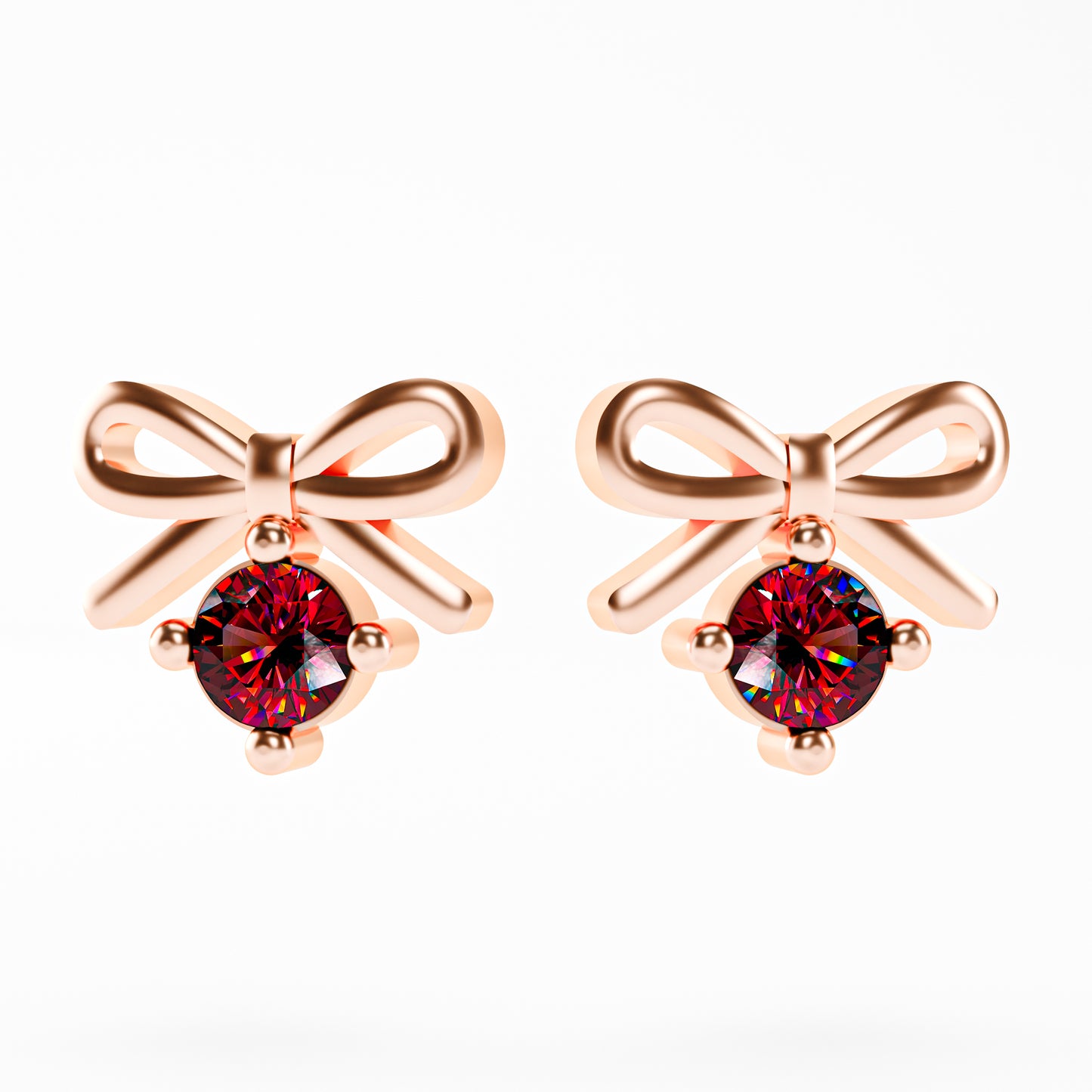 The Little Bow -  Ruby Bow Stud Earrings by Gehnok