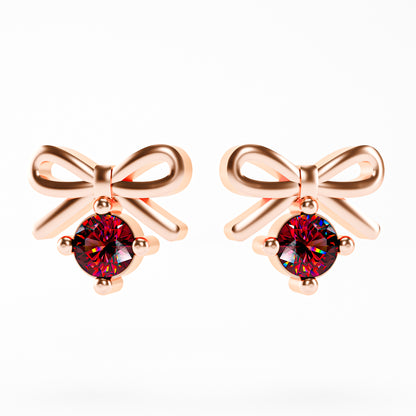 The Little Bow -  Ruby Bow Stud Earrings by Gehnok