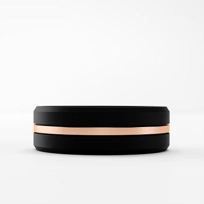The Onyx Stripe - Black Onyx Band with Gold Center Inlay