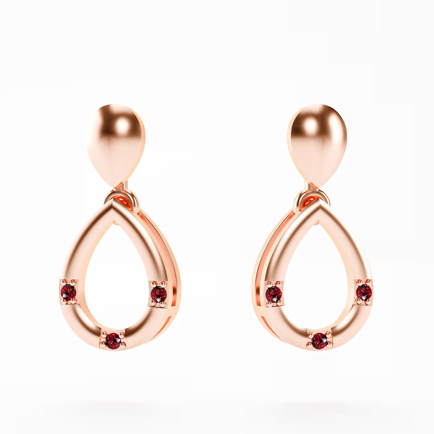 The Open Teardrop - Ruby Accent Drop Earrings