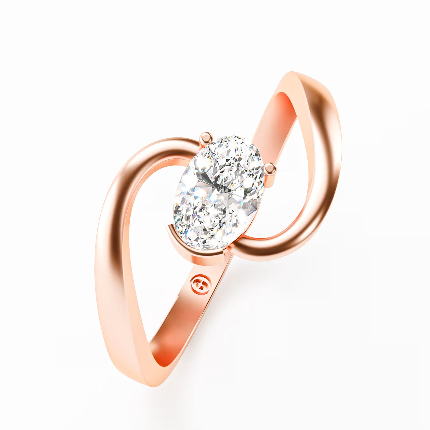 The Swirl - Oval Diamond Bypass Loop Ring by Gehnok