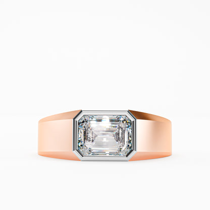 The Executive Two-Tone Gold Men's East-West Emerald Cut Diamond Ring