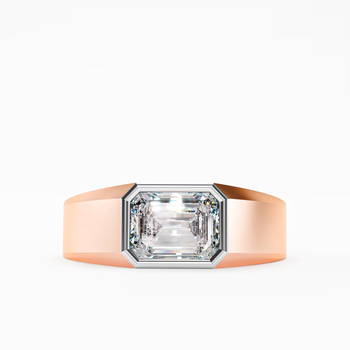 The Executive Two-Tone Gold Men's East-West Emerald Cut Diamond Ring