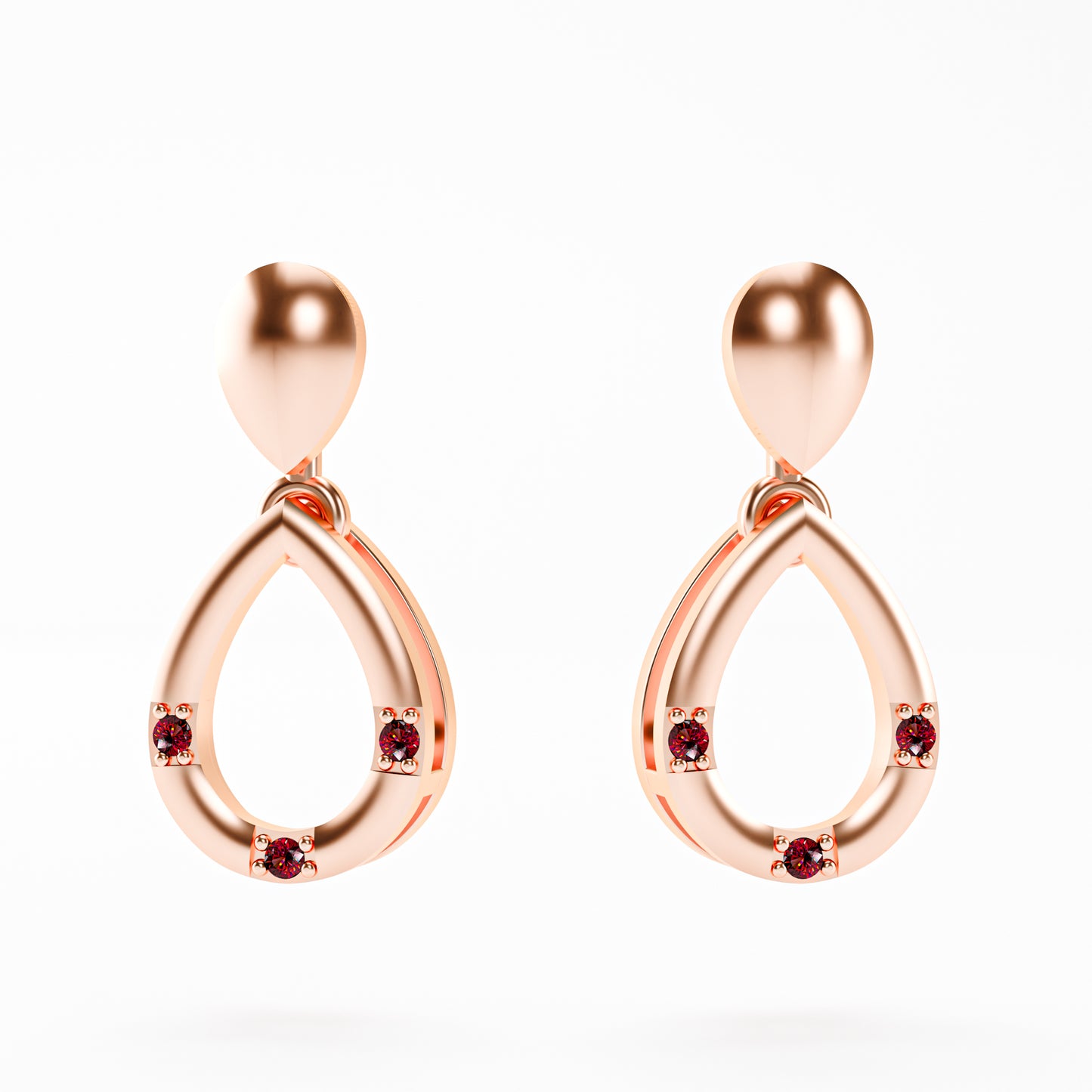 The Open Teardrop - Ruby Accent Drop Earrings by Gehnok