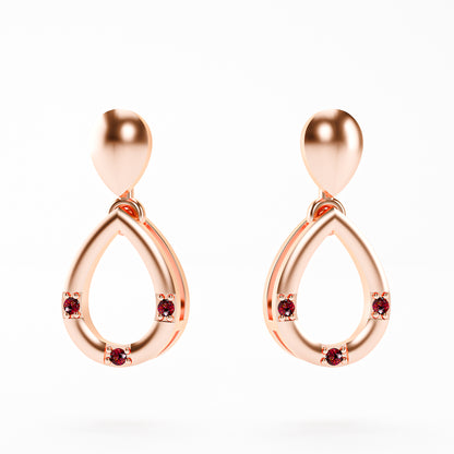 The Open Teardrop - Ruby Accent Drop Earrings by Gehnok
