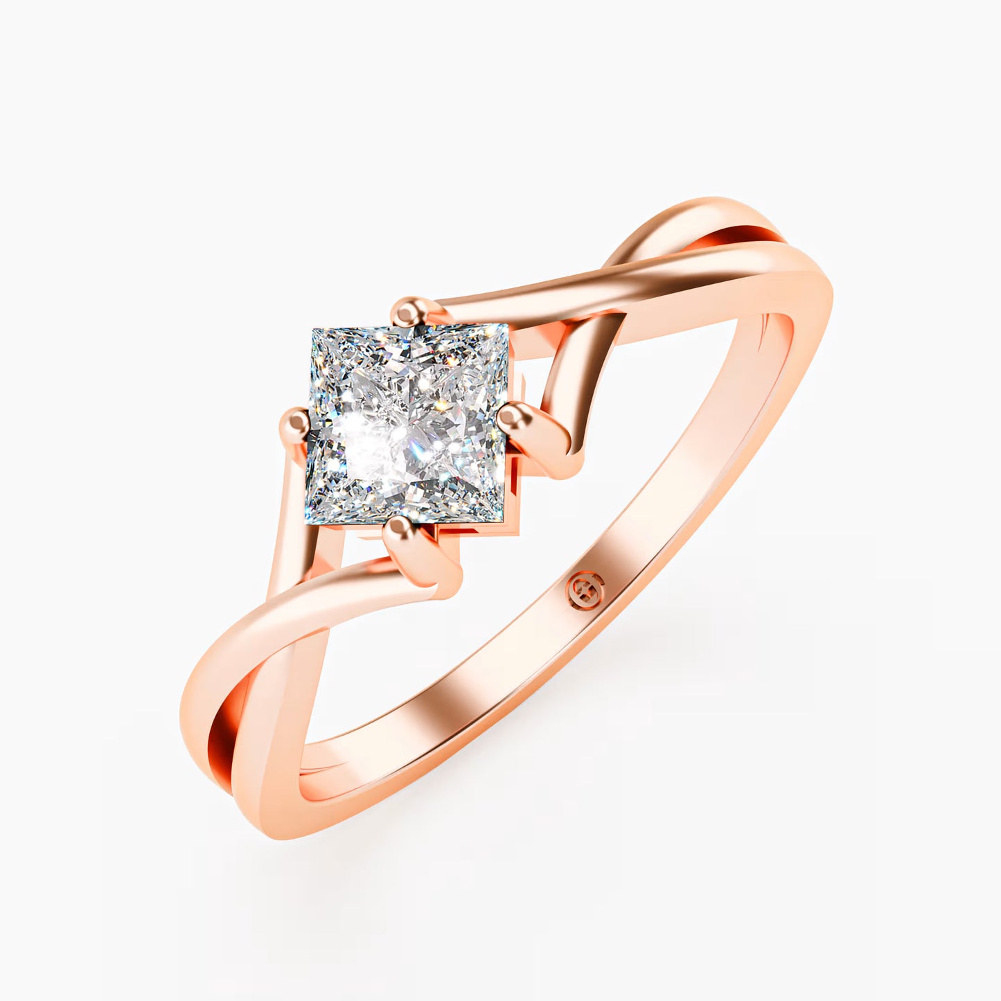 Princess Cut Twist Crossover Ring